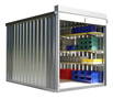 Material containers with roller shutter