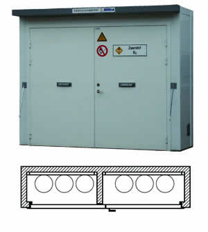 Hiltra F60 gasflesgevelkast model GK-MS 6-bw